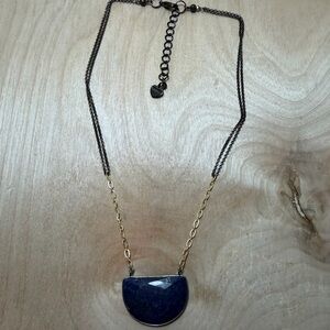 Nakamol Gold and Deep Blue Half-Moon Necklace